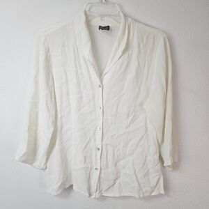 EILEEN FISHER Rayon Button Down Top Blouse Shirt Size M